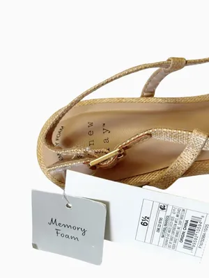 NIB A New Day Gold Straw Woven Pointed Toe Slingback Flats Memory Foam 6.5 thumbnail 4
