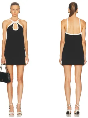 NWT Alexis Elenora Mini Short Black White Bow Dress Size XL thumbnail 2