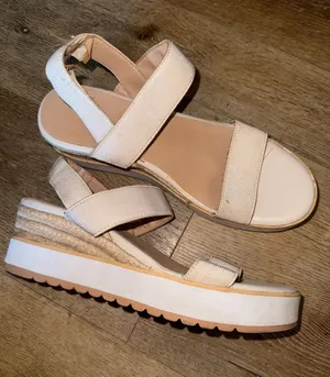 Women’s Neutral Cream Wedge Espadrille Sandals with Straps thumbnail 1