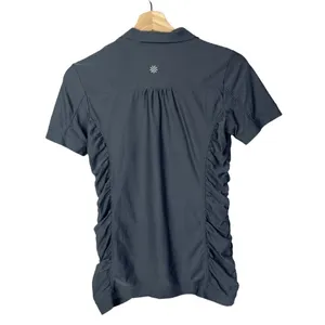 Athleta Gray Ruched‎ Side Birdie Short Sleeve Golf Polo XS thumbnail 2