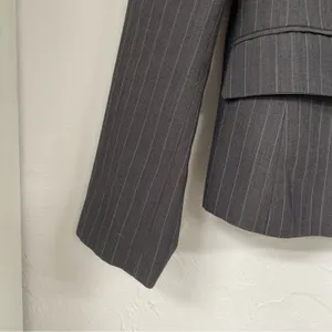 Ann Taylor Grey Pinstripe Women Blazer Jacket 4 Button Down Dark Academia Preppy thumbnail 2