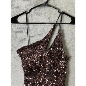 ASTR The Label Rose Gold Sequin Cutout Asymmetrical Mini Party Dress Size XS New thumbnail 4