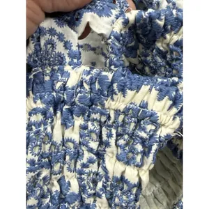 Sunday Up Women’s Eyelet Lace Smocked Midi Dress Blue Summer Coastal Resort S thumbnail 15