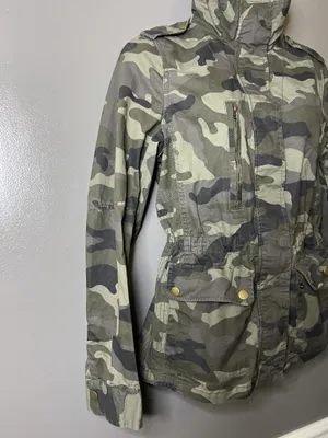 Love Tree Jacket Womens Medium Green Camo Military Zip Pockets Lightweight thumbnail 3
