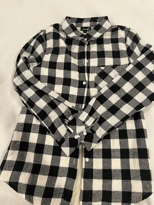 Black and White Plaid Sherpa Flannel shirt Size S By Korus Apparel thumbnail 1