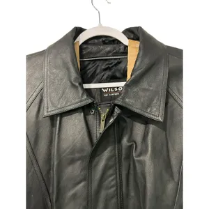 Vintage Wilsons Leather Coat Jacket Black Belted Y2K City Chic Womens XL Edgy thumbnail 2