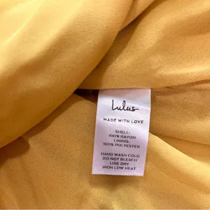 NWT Lulus Harbor Point Mustard Yellow Flutter-Sleeve‎ Mini Wrap Dress MEDIUM thumbnail 10