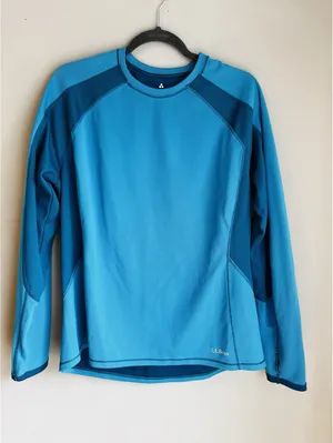 LL Bean Mid Weight Pullover Long Sleeve Crewneck Top XL Blue Base Layer thumbnail 1