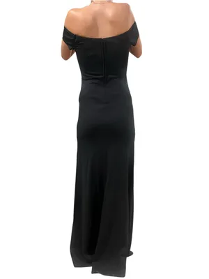 B. Smart Elegant Off-Shoulder Black Gown with Front Slit Size M thumbnail 2