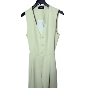 Cider Womens Light Green Vest Style Wide‎ Leg Jumpsuit Back Cutout Size L thumbnail 2