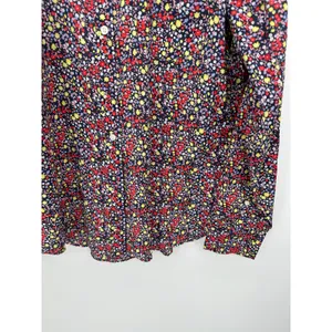 J. Crew Womens Microfloral Button‎ Front Shirt Size M Navy Blue Casual CN22 thumbnail 4