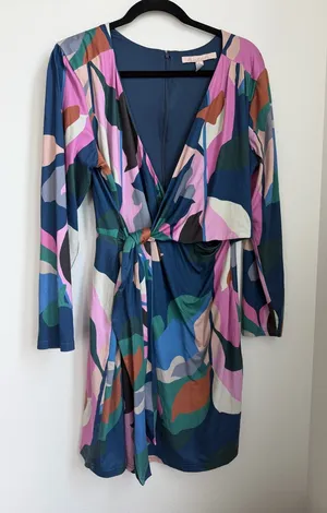 Anthropology Hutch Multicolor Wrap Mini Wrap Dress thumbnail 1
