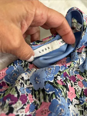 Lush Floral Surplice Ruched Long Sleeve Dress thumbnail 7