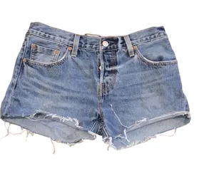 LEVIS white cone oak denim cutoff shorts size 26 thumbnail 1