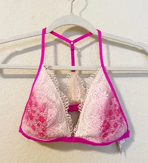 Victoria Secret Hot Pink Lace Triangle Ombré Bralette thumbnail 1