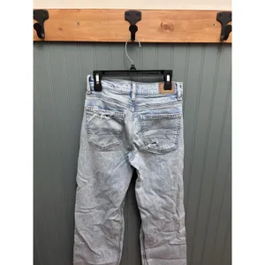 American Eagle Stovepipe High Rise Distressed Straight Leg Jeans Light Wash 00S thumbnail 2