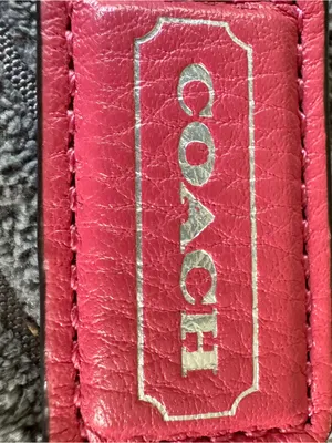 Coach Red Leather Silver Embossed Rare 2” Fob Hang tag Charm Keychain Bag Purse thumbnail 2