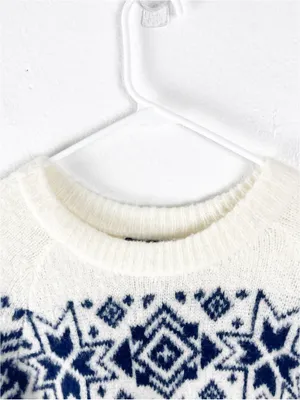 J. CREW Nordic Fair Isle Wool Blend Snowflake Sweater Size Large Boho Preppy thumbnail 5