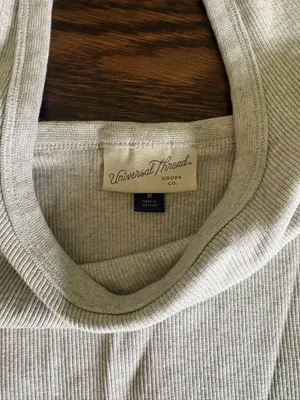H&M Universal thread gray ribbed top with scoop neck thumbnail 2