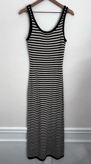 4th & Reckless Albi Knit Maxi Dress in Black and Cream Stripe crochet S thumbnail 5