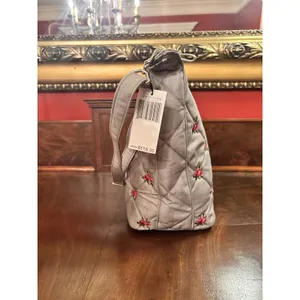Vera Bradley Carson Hobo Bag‎ Denim Gray Floral Quilted Crossbody NWT thumbnail 7