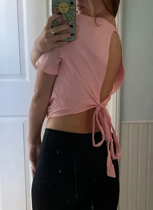 Pink Cropped Tie Shirt thumbnail 4
