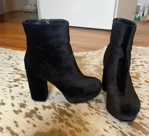 Black Velvet Platform Booties Size 8 thumbnail 1