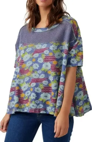 Free People Beach Dreaming‎ Floral Top Women's Small Boho Mesh Oversized Retro thumbnail 1