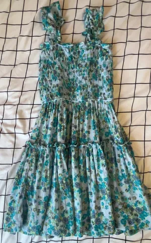Aerie Blue And Green Flower Dress From thumbnail 1