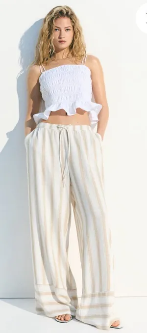 H&M Linen Blend Drawstring Pants thumbnail 1