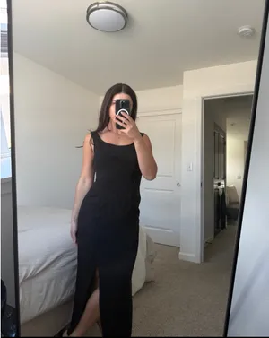 Boutique Black midi dress with side slit thumbnail 2