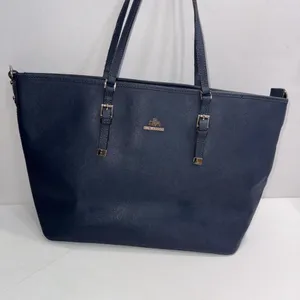 Rowallan‎ Large Old Money Minimalist Navy Blue Canvas Tote Purse thumbnail 11