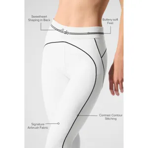 Alo Airbrush High-Waist Heart Throb Leggings White Black Hi-Rise Waisted Tights thumbnail 5