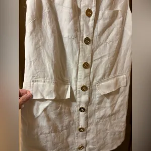 J. Crew golden button linen shift dress in white thumbnail 6