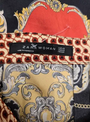 Zara scarf chain print pleated midi skirt XS thumbnail 2