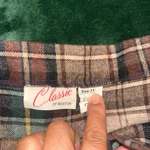 Vintage Classic Of Boston Women’s Brown Plaid Kilt Wrap Midi Skirt Sz 11 thumbnail 5