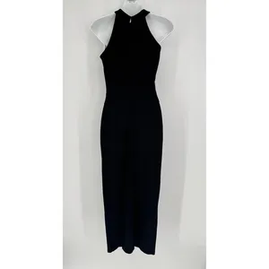 Marcella Sonata‎ Ponte Knit Midi Cocktail Dress Small Black Asymmetric Cutout thumbnail 6