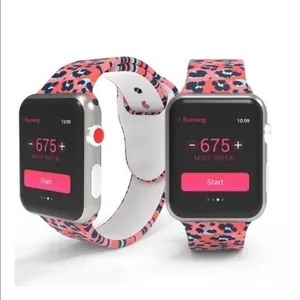 Pink Leopard Print Apple Watch Band 38mm 40mm Long Silicone Strap NWT thumbnail 6