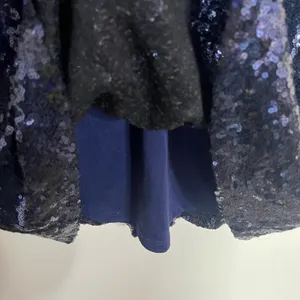 Lulus Navy Blue Sequin Shift Dress Womens XS V-Neck Short‎ Sleeve Mini Cocktail thumbnail 4