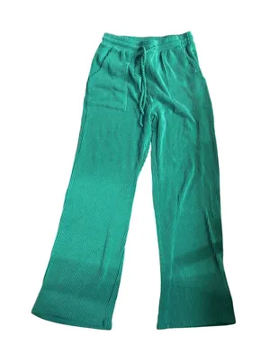 Tres Bien Green Ribbed Wide Leg Lounge Pants Medium Relaxed‎ Minimal Streetwear thumbnail 1