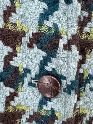 Anne Klein Teal and Brown Houndstooth Worsted Wool Peacoat S winter preppy thumbnail 7