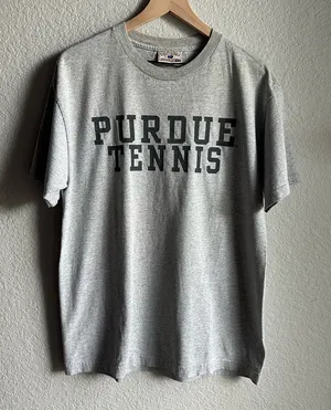 🩶Steve & Barry's Purdue Tennis Gray Basic Warm-up Tee thumbnail 1