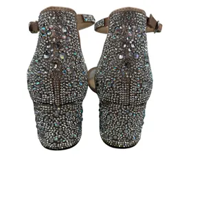 Betsey Johnson SB Mari Champagne Rhinestone Block‎ Heel Sandals Womens 7M thumbnail 4