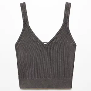Mango Cotton V-Neck Tank Strap Top Choco Charcoal NWT Teens Medium thumbnail 6