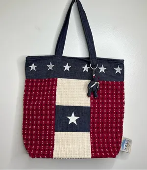Vintage Boyds Home Collection Tote Bag Americana Patriotic Chambray Bear Stars thumbnail 1