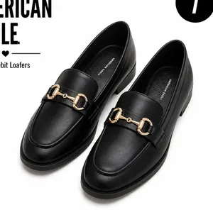 American Eagle Black Loafers Gold Horsebit Slip On Flats Womens 7 thumbnail 1