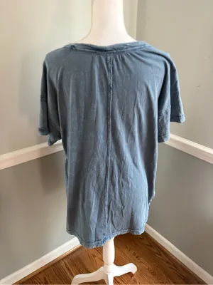 Pilcro Anthropologie Jordyn Oversized Cotton Slub Tee Faded Blue/Indigo Wash M thumbnail 6