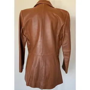 Jones New York Brown Leather Blazer Jacket Vintage Distressed Small thumbnail 8