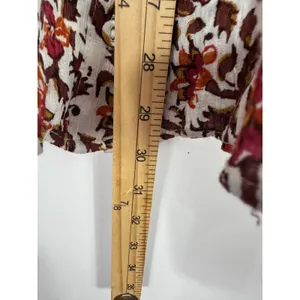 Cynthia Rowley Tiered Midi Skirt Womens Large Orange Floral Boho Cottage Crinkle thumbnail 7