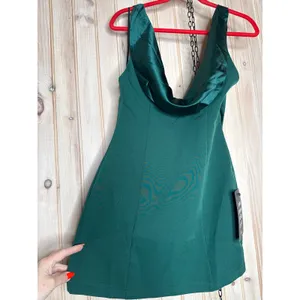 NWT Lulus Perfected Finesse Emerald Cowl Halter A-Line Mini Dress Party Size XS thumbnail 5